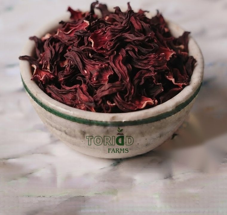 Bowl of dried hibiscus flowers